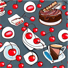 Kirschtorte mit Kaffee