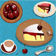 Kirschtorte mit Kaffee