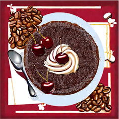 Kirschtorte mit Kaffee