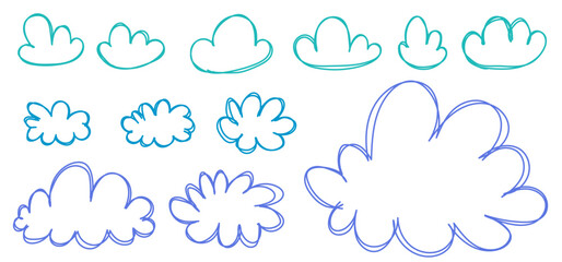 Cloud sketch. Pencil drawing romantic illustration. Pen or marker symbol set