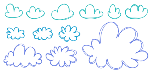 Tuinposter Cloud sketch. Pencil drawing romantic illustration. Pen or marker symbol set © Ramziia