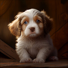 Melancholy ans sad puppy, created with Generative AI technology.