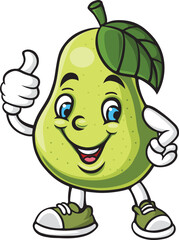 Cute pear mascot character giving a thumbs up