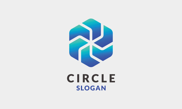 Logo minimalis blue hexagon
