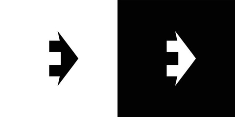 Modern and powerful Letter E and move symbol combination logo design
