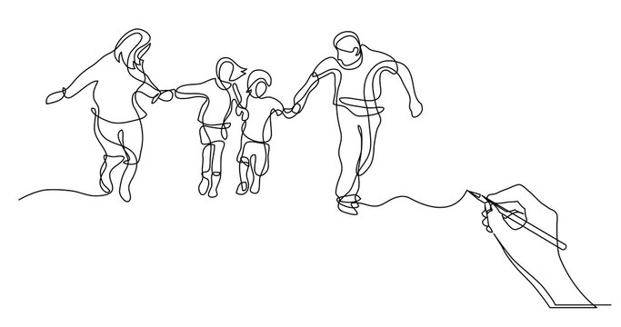 hand drawing business concept sketch of happy family having fun - PNG image with transparent background