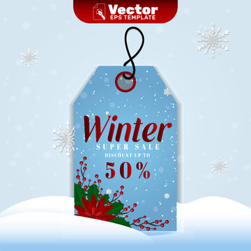 Winter sale banner, vector illustration Christmas special sale and offer a unit with snowflakes 
