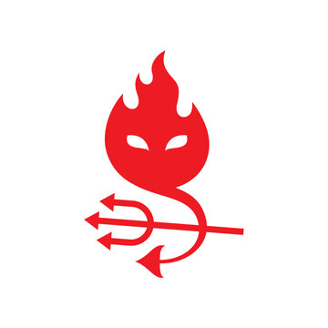 Fire red demon vector icon. Flame devils vector