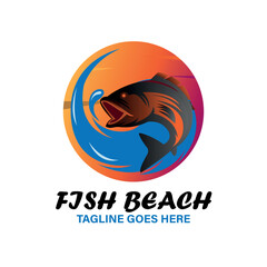 illustration of a fish animal logo design vector