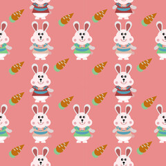 Rabbit pattern design, orange carrot, fabric pattern, 2023 year of the rabbit
