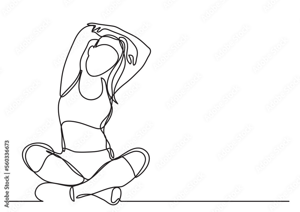 Canvas Prints continuous line drawing woman doing yoga - png image with transparent background