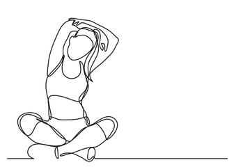 continuous line drawing woman doing yoga - PNG image with transparent background