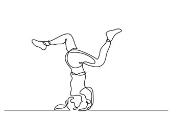 single line drawing woman standing in yoga pose - PNG image with transparent background