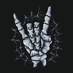 metal sign skeleton hand vector illustration