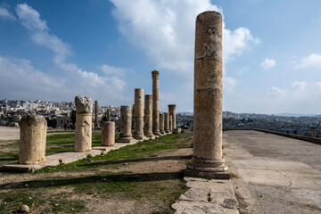 picturesque ruins of an ancient Greek city near the city of Jerash in Jordan on a sunny day