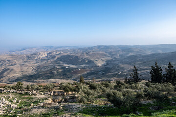 Fototapeta na wymiar panoramic view of the endless expanses of Jordan on a sunny day