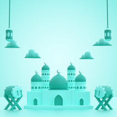 islamic ramadan eid mubarak social media template copy space