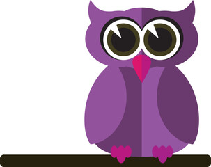 Purple owl in the style of flat. Vector file for designs.