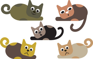 Fototapeta premium Several different cats in one picture. Vector file for designs.