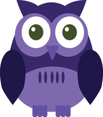 An owl in blue-purple shades. Vector file for designs.