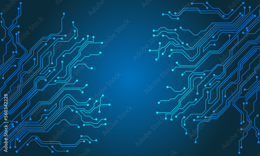 Poster blue line circuit computer technology futuristic background design creative vector