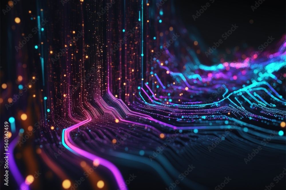 Aufkleber cyber big data flow. blockchain data fields. artificial intelligence data flow. super computer. gene