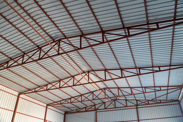 Insulated roof of factory warehouse built with metal construction