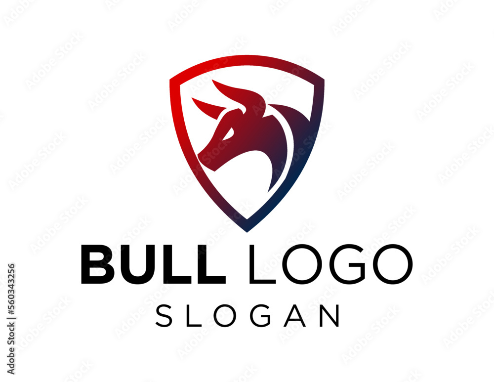 Poster logo about bull on white background. created using the coreldraw application.