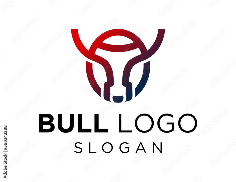 Poster logo about bull on white background. created using the coreldraw application.