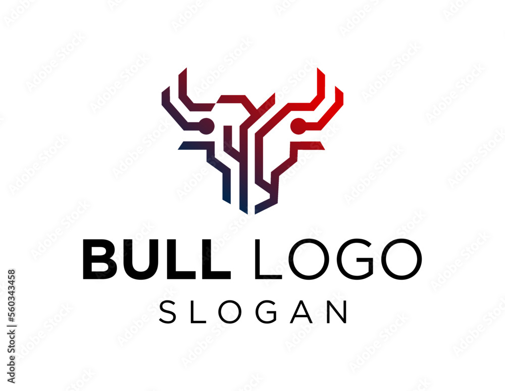 Poster logo about bull on white background. created using the coreldraw application.