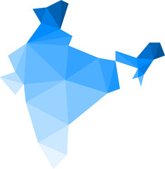 Polygonal India map on transparent background.