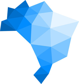 Polygonal Brazil map on transparent background.