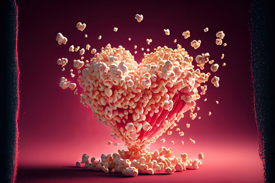 Salted popcorn in the shape of a heart for Valentine's Day | Generative AI