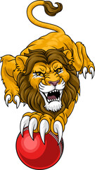 Lion Cricket Ball Animal Sports Team Mascot