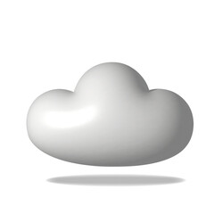 White 3d cloud isolated on background. Render plastic round cartoon fluffy icon. Three dimensional geometric shapes vector illustration