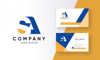 Initial Letter SA or AS logo design with premium business card template 