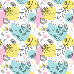 Tropical pattern seamless tender summer juicy leaves oranges vector july