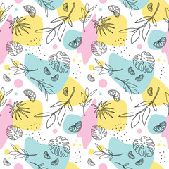 Tropical pattern seamless tender summer juicy leaves oranges vector july