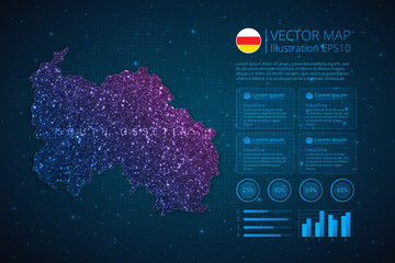 Fototapeta na wymiar South Ossetia map infographics template for diagram, graph, presentation and chart with abstract geometric mesh polygonal light concept on blue background. Vector Illustration EPS10.