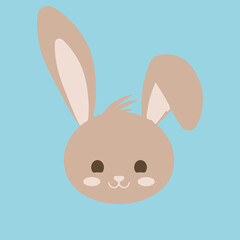 Fototapeta premium Easter bunny set in simple one line style. Rabbit icon. Black and white minimal concept vector illustration., Easter bunny in a color background vector illustration