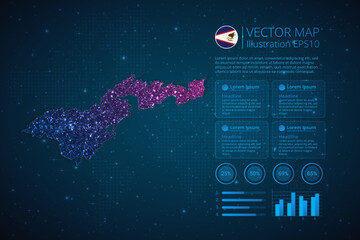 Fototapeta na wymiar American Samoa map infographics template for diagram, graph, presentation and chart with abstract geometric mesh polygonal light concept on blue background. Vector Illustration EPS10.