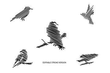sketch art bird logo design 