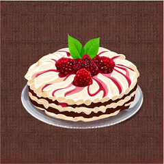Himbeertorte mit Sahne und Kaffee