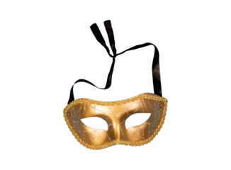 Gardinen Carnival mask gold color isolated on transparent png without background © stockyme
