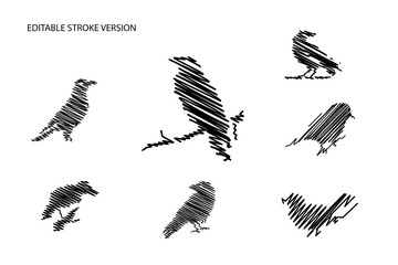 sketch art bird logo design 