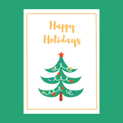 Cute New Year or Christmas card. illustration.