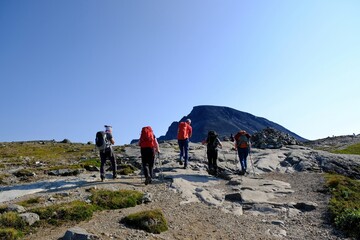 Scenic Besseggen trail in Jotunheimen, Norway - the most beautiful trekking trail in Norway....