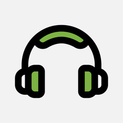 Headphone icon in filled line style about multimedia, use for website mobile app presentation