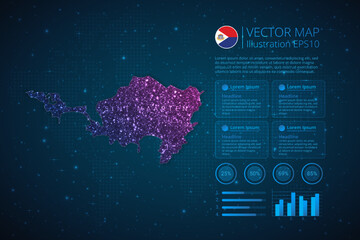Fototapeta na wymiar Sint Maarten map infographics template for diagram, graph, presentation and chart with abstract geometric mesh polygonal light concept on blue background. Vector Illustration EPS10.