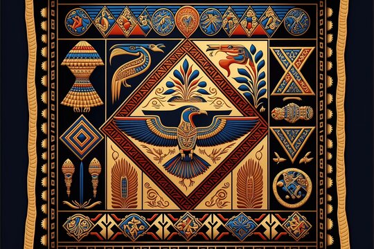 Egyptian pattern for wallpaper background. Egypt style. Generative AI